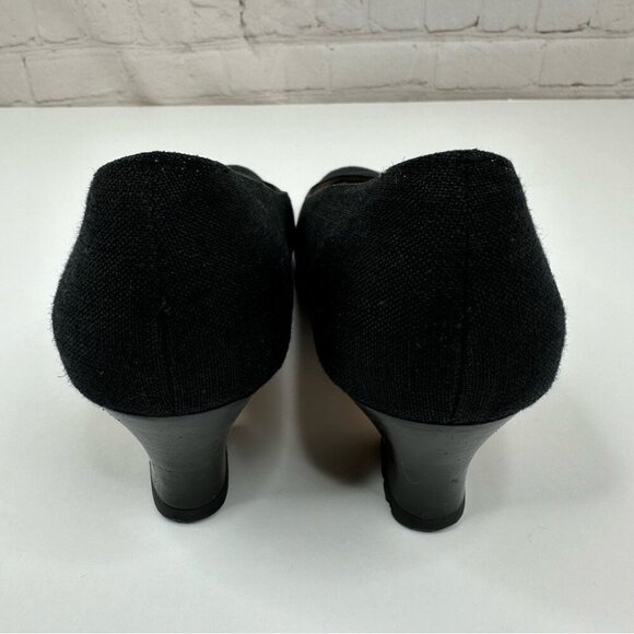 Salvatore Ferragamo Women’s Black Canvas Block Heel Designer Heels US 6.5 AA - Picture 10 of 16